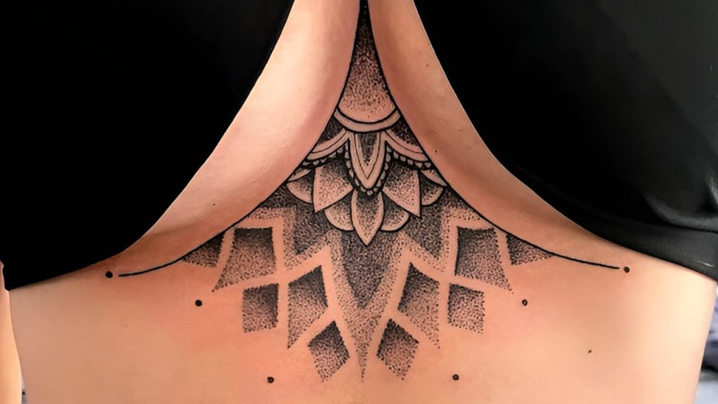 underboob geometric tattoos