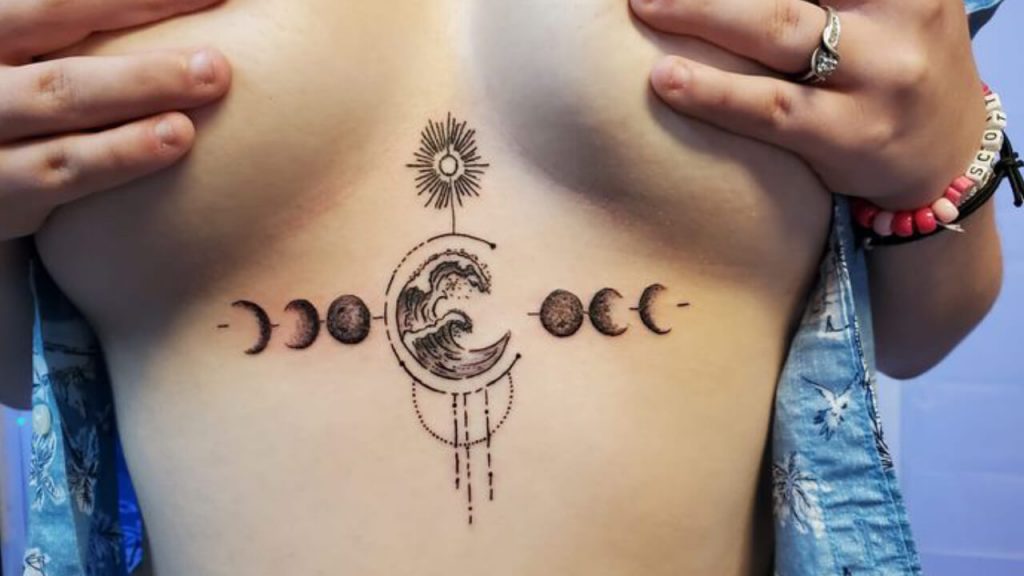 underboob celestial tattoos