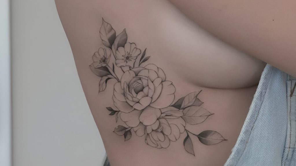 underboob floral tattoos